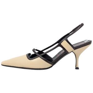 Miu Miu Slingback Pumps Beige Brown Pointed Toe EU 36.5 US 6.5